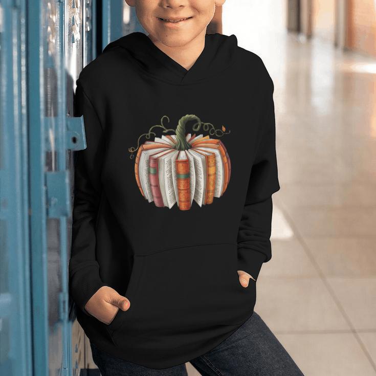 Fall Book Pumpkin Halloween Teacher Librarian Thanksgiving Graphic Youth Hoodie