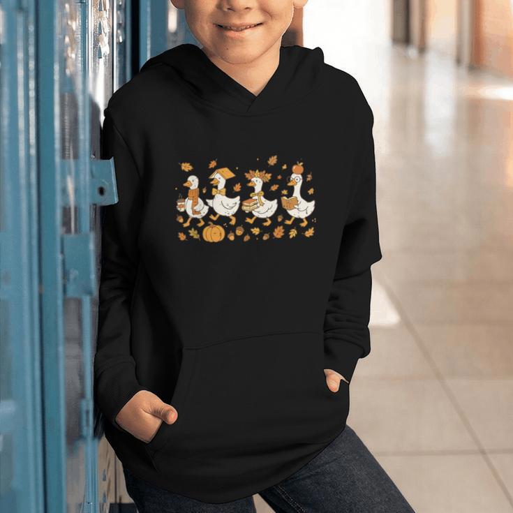 Fall Goose Reading Book Teacher Autumn Pumpkin Cozy Season Graphic Youth Hoodie