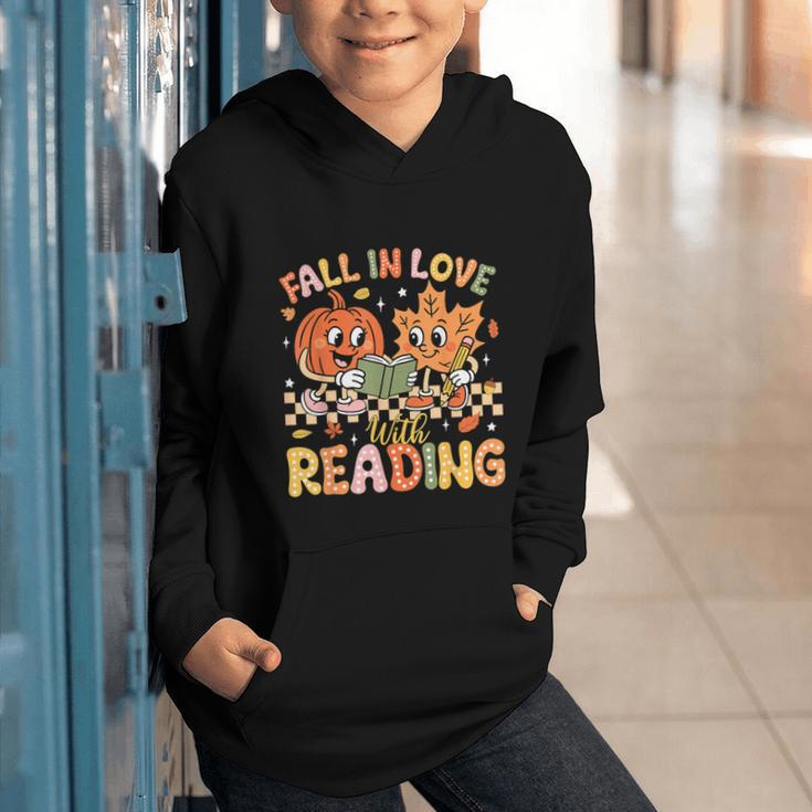 Fall In Love With Reading Autumn Pumpkin Teacher Book Lover Graphic Youth Hoodie