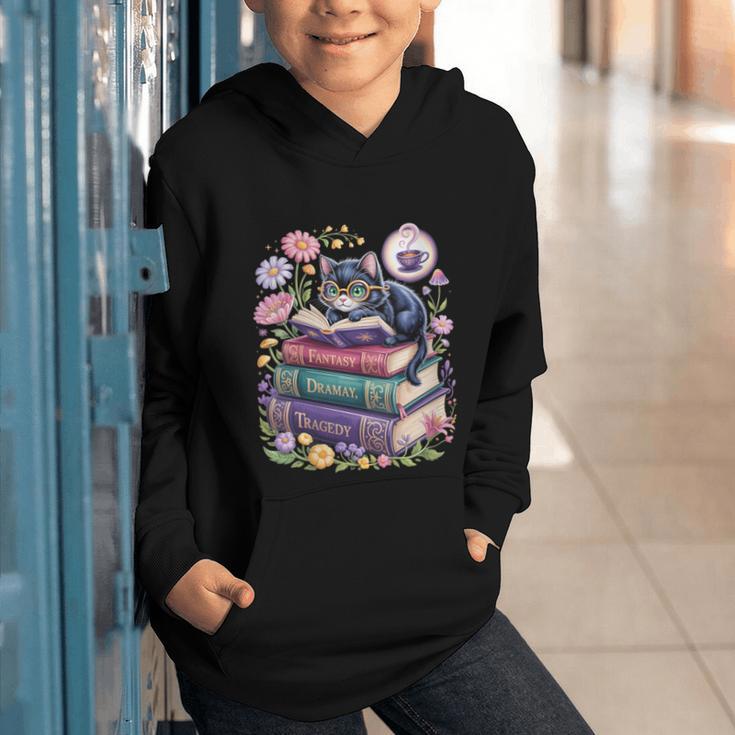 Fantasy Drama Tragedy Cute Cat Book Lover Readers Librarians Graphic Youth Hoodie