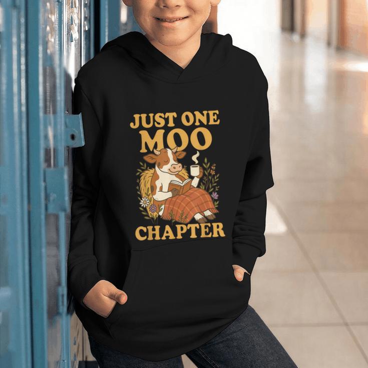 Floral Cow Reading Pun Just One More Chapter Cozy Book Lover Graphic Youth Hoodie