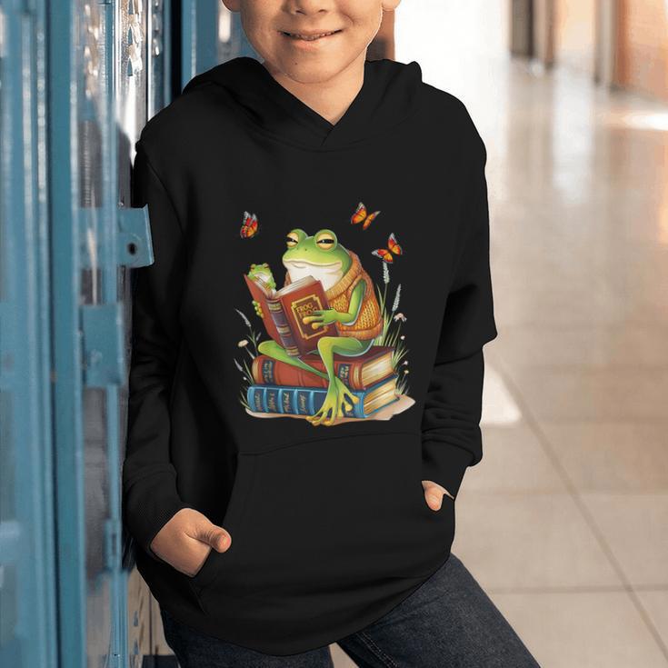 Frog & Toad Fishing Vintage Classic Book Frog Reading Book Graphic Youth Hoodie