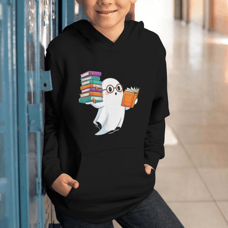 Ghost Reading Books Halloween Library Graphic Youth Hoodie
