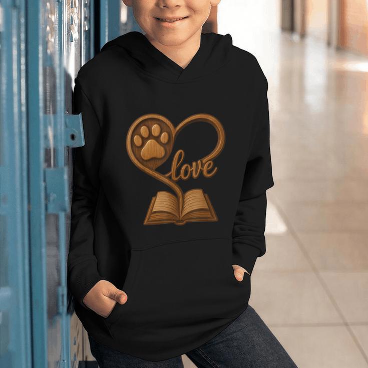 Girl Who Loves Dogs & Books Heart Dog Lover Reader Reeding Graphic Youth Hoodie