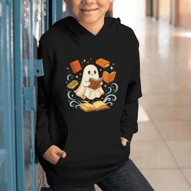 Halloween Cute Ghost Shirt Reading Books Ghost Graphic Youth Hoodie