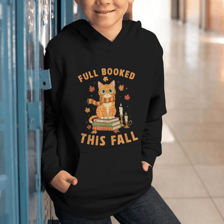 Halloween Fully Booked This Fall Book Ginger Cat Reading Graphic Youth Hoodie