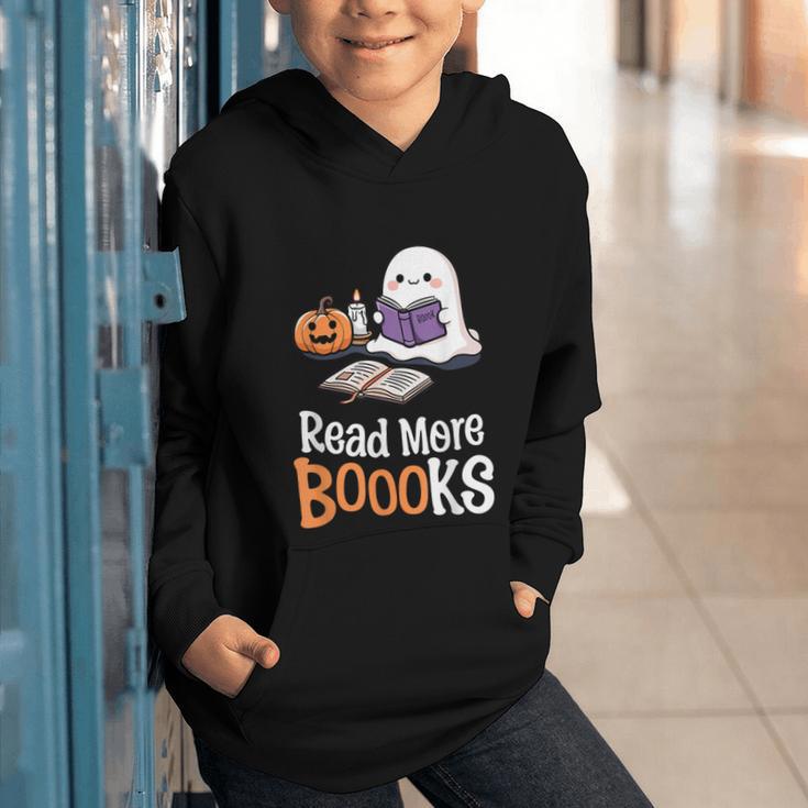 Halloween Teacher Women Cute Reading Ghost Read More Books Graphic Youth Hoodie