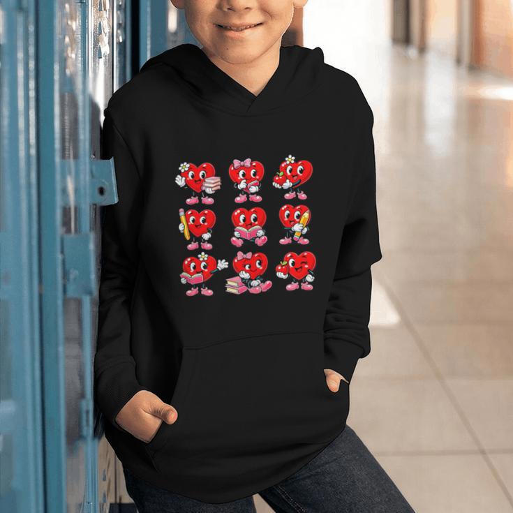 Heart Reading Books Valentine’s Day Girl And Boy Book Lovers Graphic Youth Hoodie