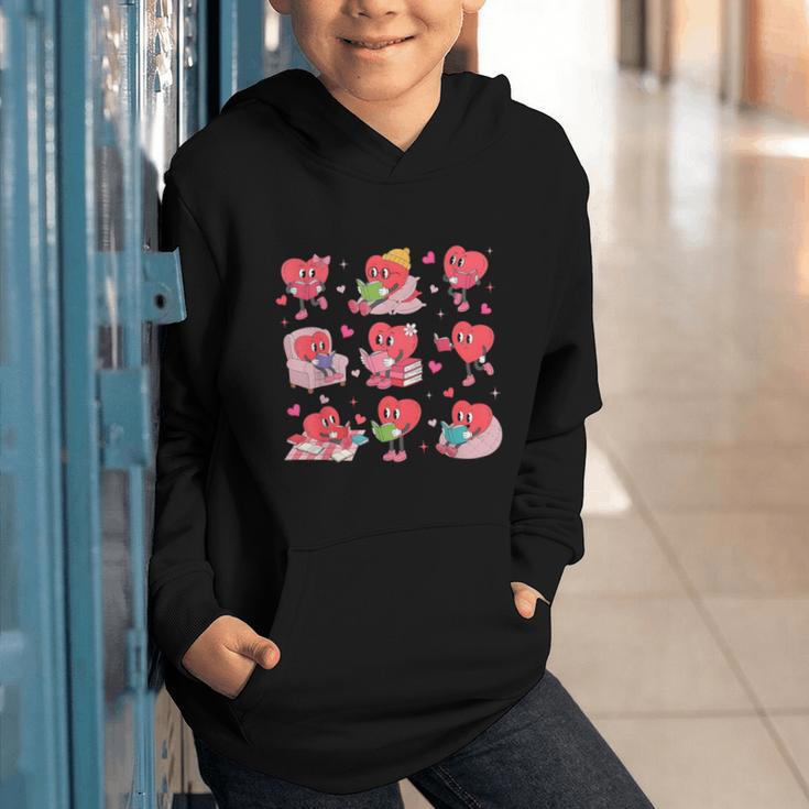 Hearts Reading Book Lovers All Booked For Valentine Graphic Youth Hoodie
