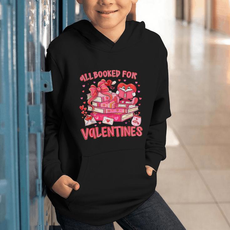 HUGvyn All Booked For Valentines Teacher Book Reading Heart Graphic Youth Hoodie