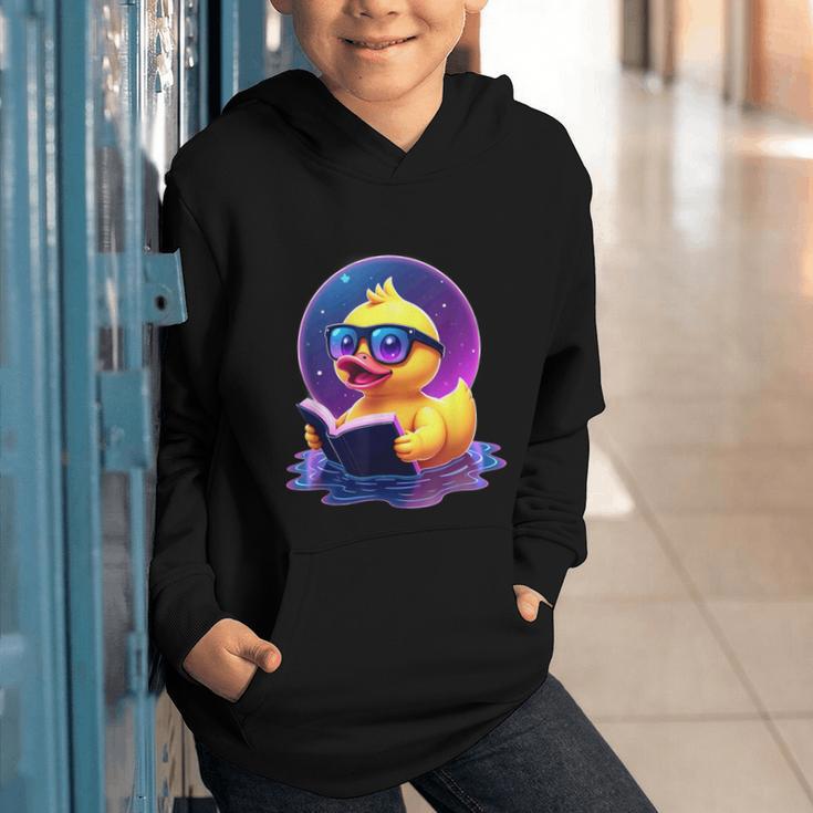Humor Rubber Duck Reading Book Graphic Youth Hoodie