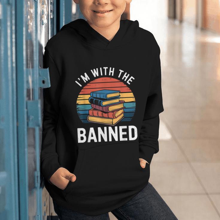 I'm With The Banned Stack Of Books Vintage Sunset Retro Graphic Youth Hoodie I'm With The Banned Stack Of Books Vintage Sunset Retro Graphic Youth Hoodie