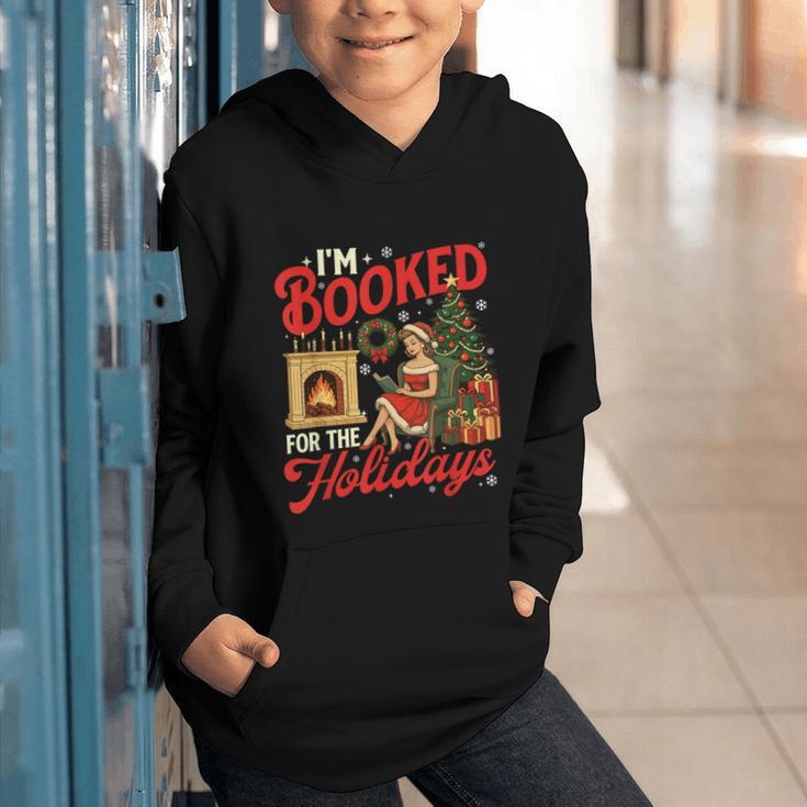 I'm Booked For The Holidays Christmas Reading Bookworm Xmas Graphic Youth Hoodie