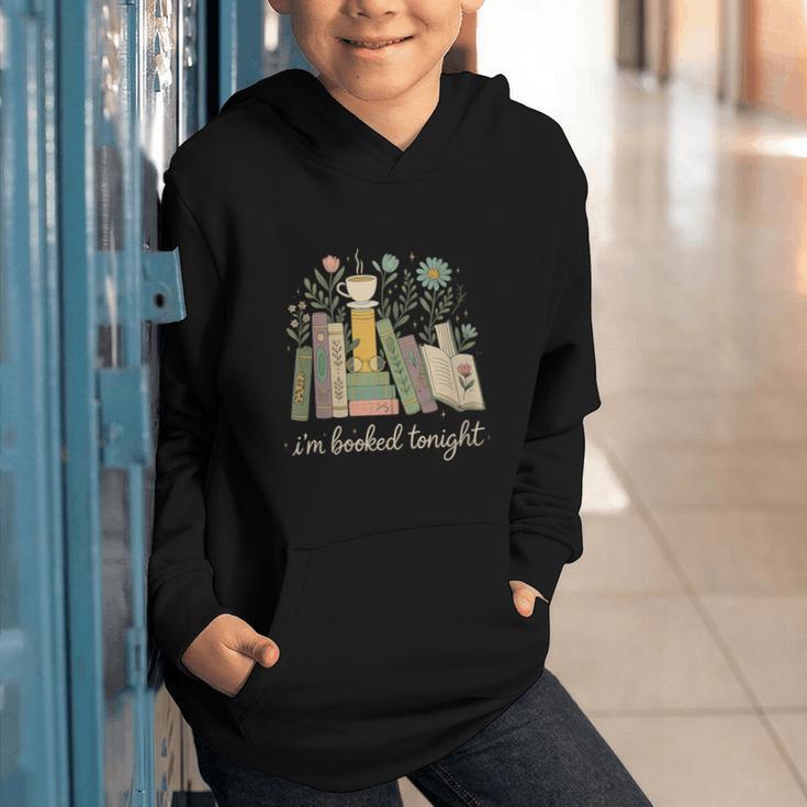 I'm Booked Tonight Floral Books Cozy Reading Graphic Graphic Youth Hoodie