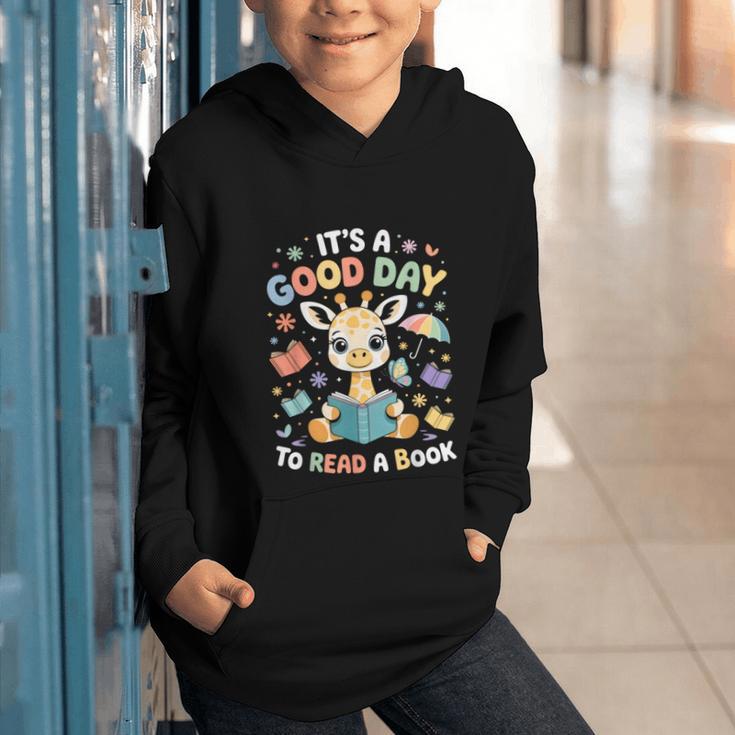 It's a Good Day To Read a Book Cute Giraffe Graphic Youth Hoodie