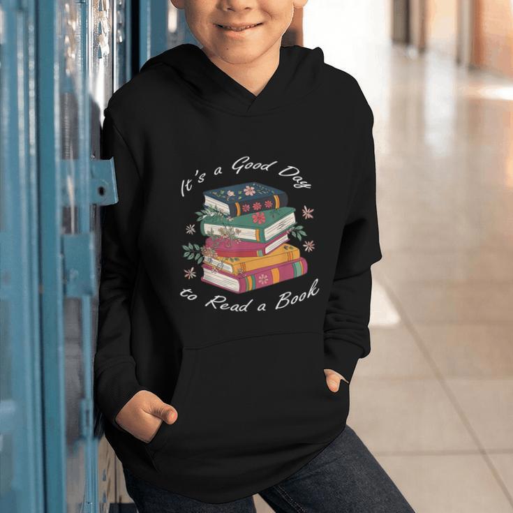 It's a Good Day To Read a Book Floral Stack Tee Graphic Youth Hoodie