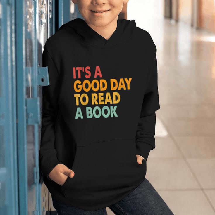 It's A Good Day To Read A Book Retro Vintage Teacher Graphic Youth Hoodie
