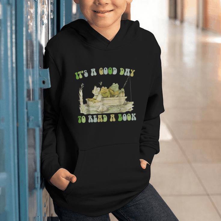 It's A Good Day To Read A Book Shirt Frog Reading Book Graphic Youth Hoodie
