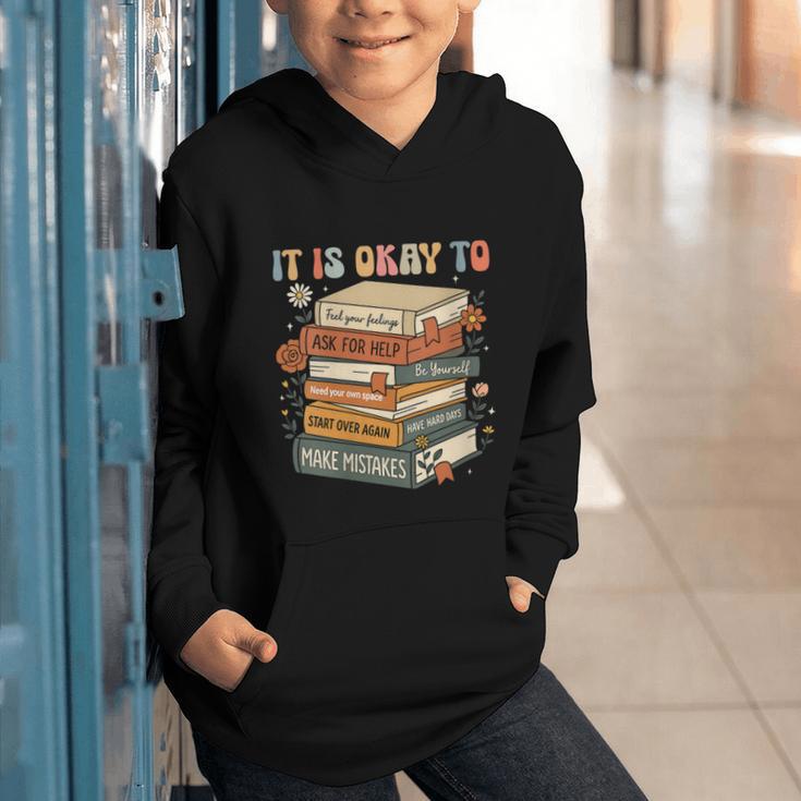 Its Okay Not To Be Okay Mental Health Awareness Floral Books Graphic Youth Hoodie