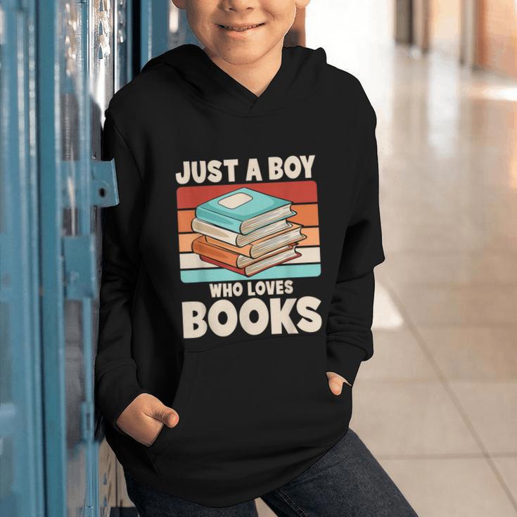 Just A Boy Who Loves Books Reading Bookworm Boys Kids Graphic Youth Hoodie