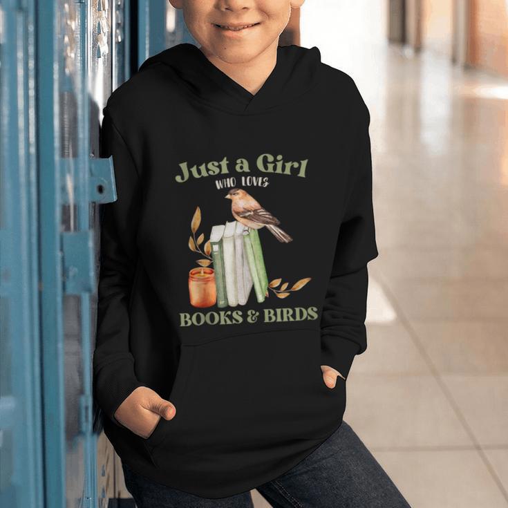 Just a Girl Who Loves Books And Birds Book Reading Bird Love Graphic Youth Hoodie