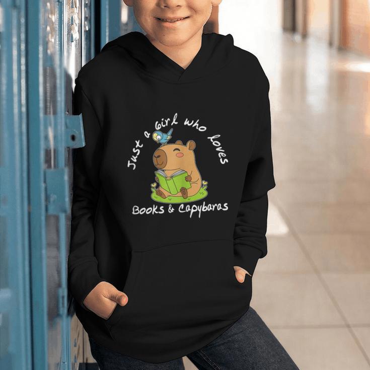 Just a Girl Who Loves Books And Capybaras Graphic Youth Hoodie