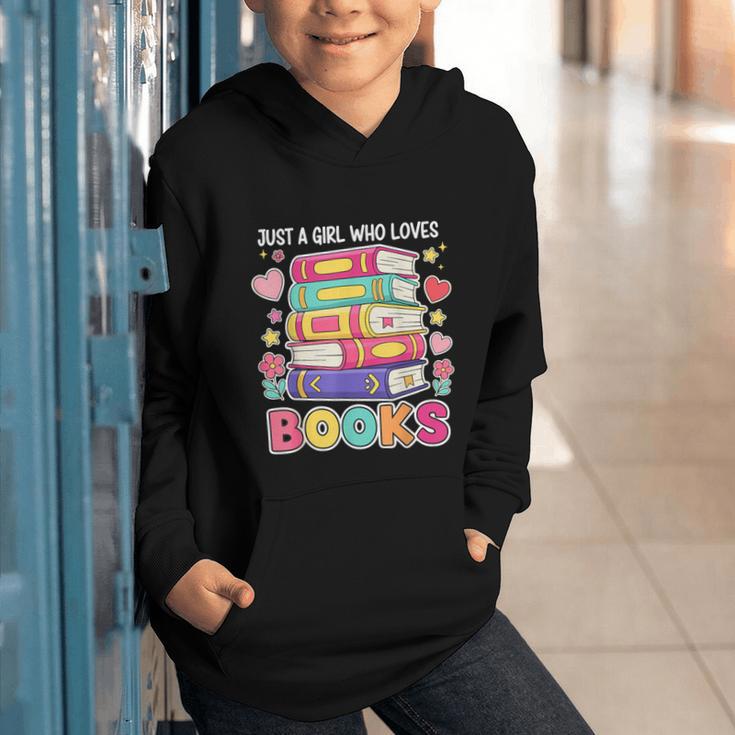 Just A Girl Who Loves Books Reading Library Graphic Youth Hoodie