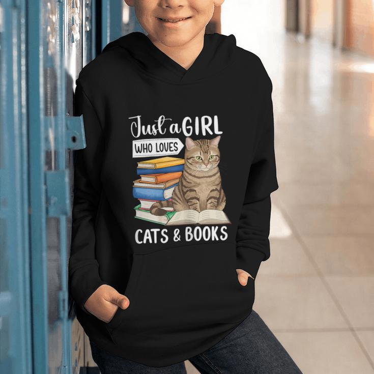 Just a Girl Who Loves Cats And Books Graphic Youth Hoodie