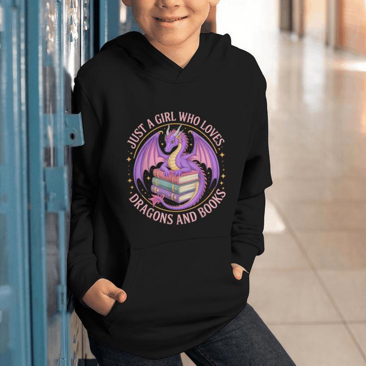Just A Girl Who Loves Dragons And Books Fantasy Dragon Graphic Youth Hoodie