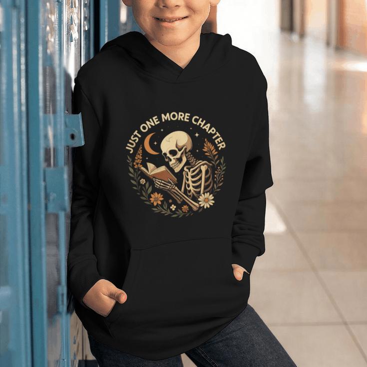 Just One More Chapter Book Lover Bookish Reading Skeleton Graphic Youth Hoodie