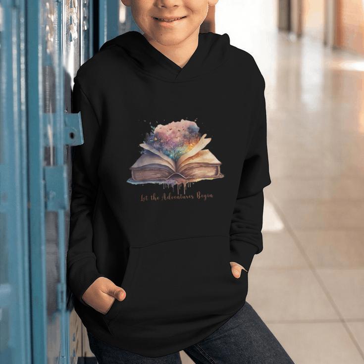 Let The Adventures Begin Book Lovers Magical Whimsical Art Graphic Youth Hoodie