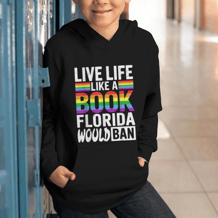 LGBTQ Quote Live Life Like A Banned Rainbow Book Graphic Youth Hoodie LGBTQ Quote Live Life Like A Banned Rainbow Book Graphic Youth Hoodie
