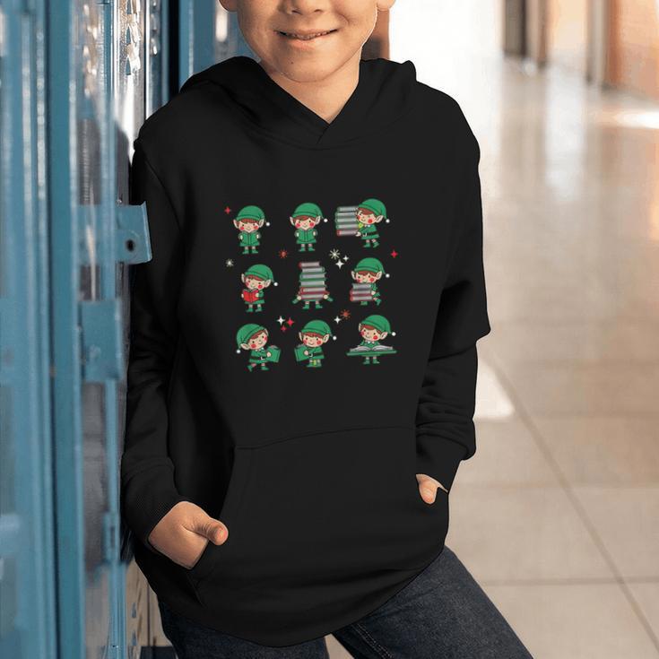 Librarian Book Lover Christmas Elf Reading Joy Graphic Youth Hoodie Librarian Book Lover Christmas Elf Reading Joy Graphic Youth Hoodie