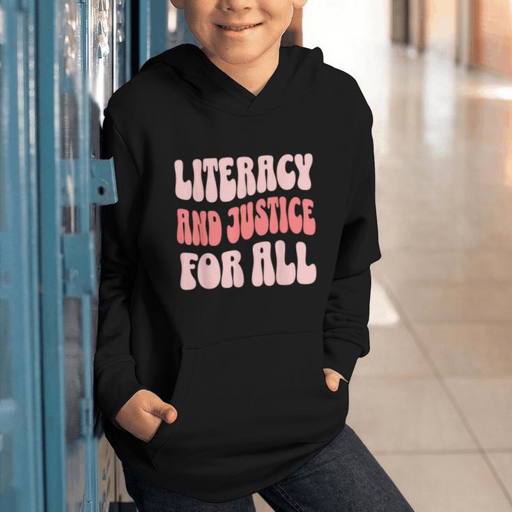 Literacy And Justice For All Book Lover Graphic Youth Hoodie