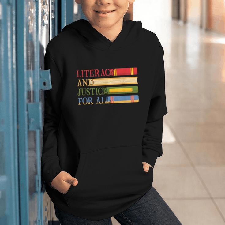 Literacy And Justice For All Reading Book Club Librarian Graphic Youth Hoodie