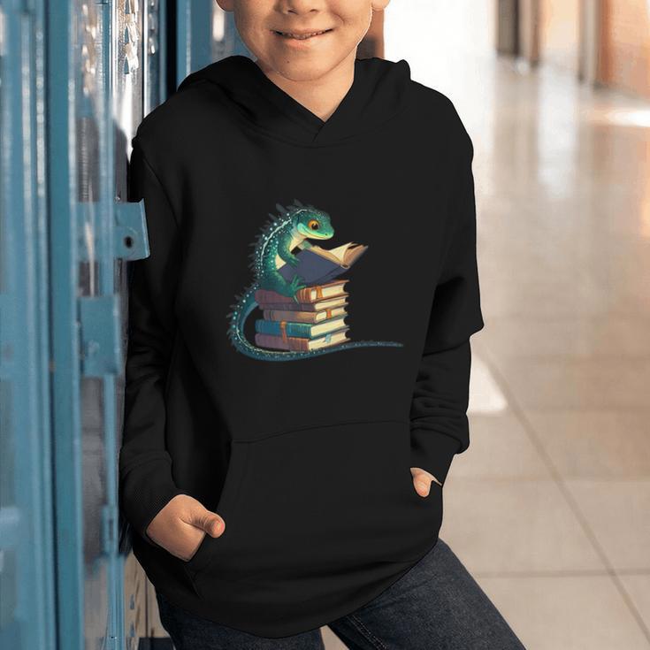 Lizard Reading Book Librarian Bookworm Reader Read Graphic Youth Hoodie