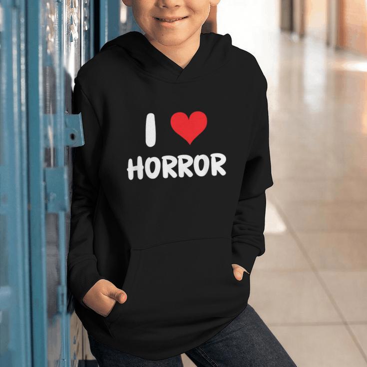 I Love Horror Heart Movies TV Show Books Writing Read Graphic Youth Hoodie