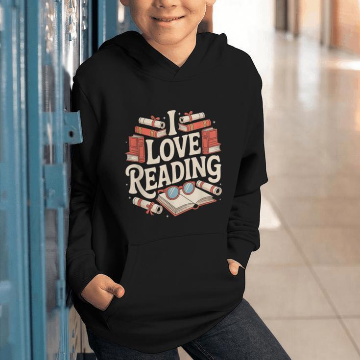 I Love Reading Books Literature Enthusiast Fun Graphic Youth Hoodie