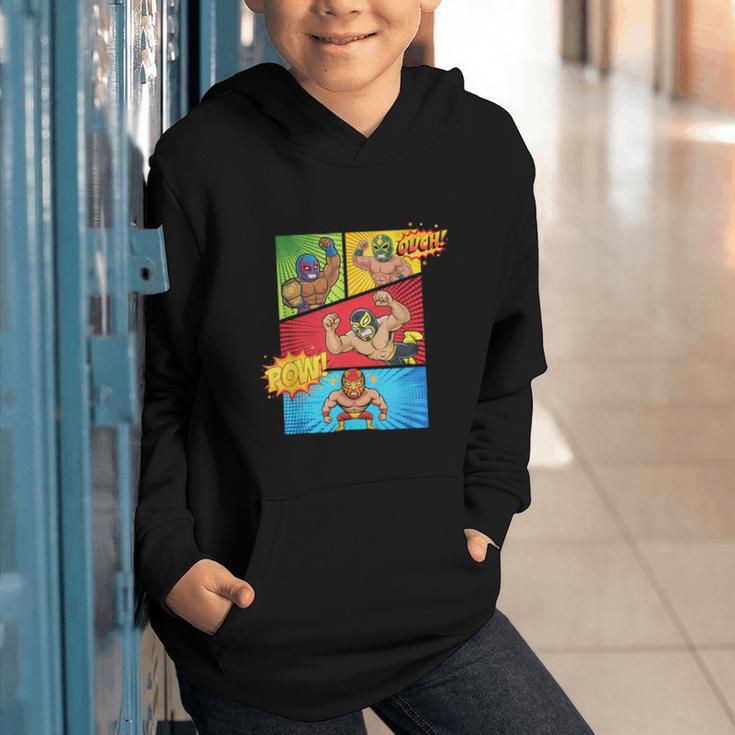 Lucha Libre Comic Book Mexican Wrestling Cartoon Wrestler Graphic Youth Hoodie