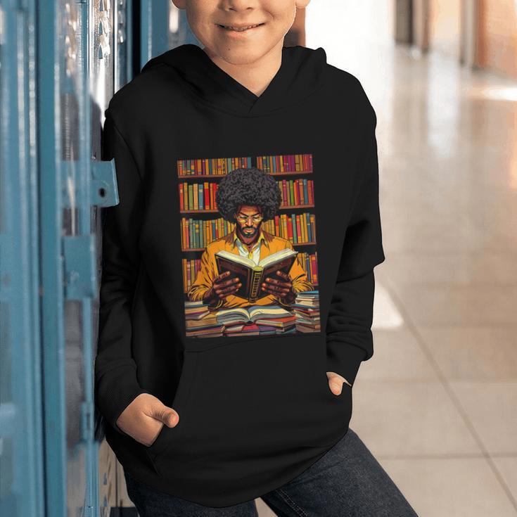 Man Reading Book Black History Month Book Lover Afro Graphic Youth Hoodie