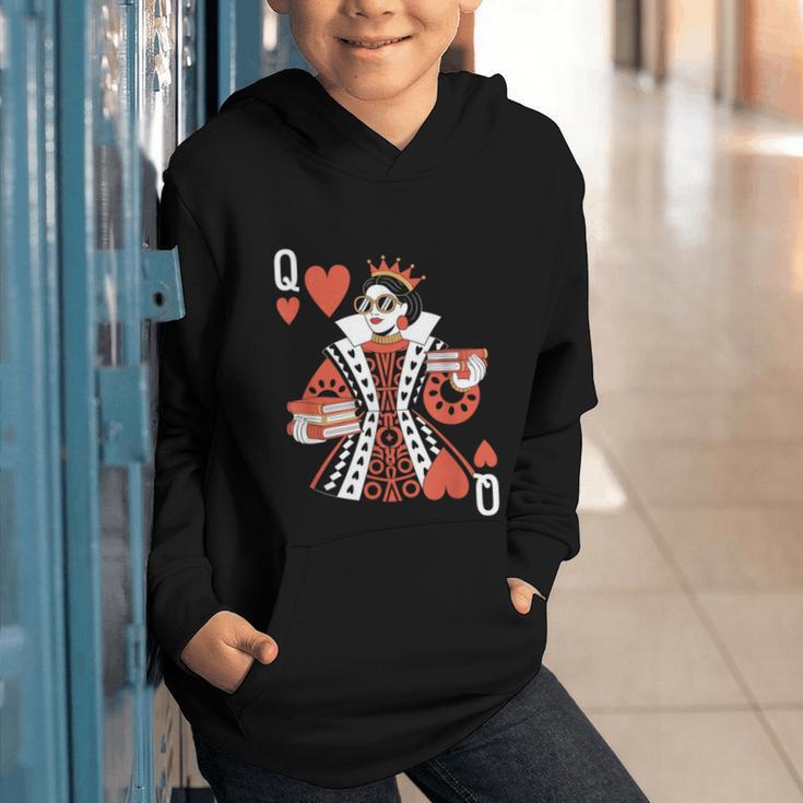 Modern Queen Of Hearts Book Lover Reading Novels Romantasy Graphic Youth Hoodie