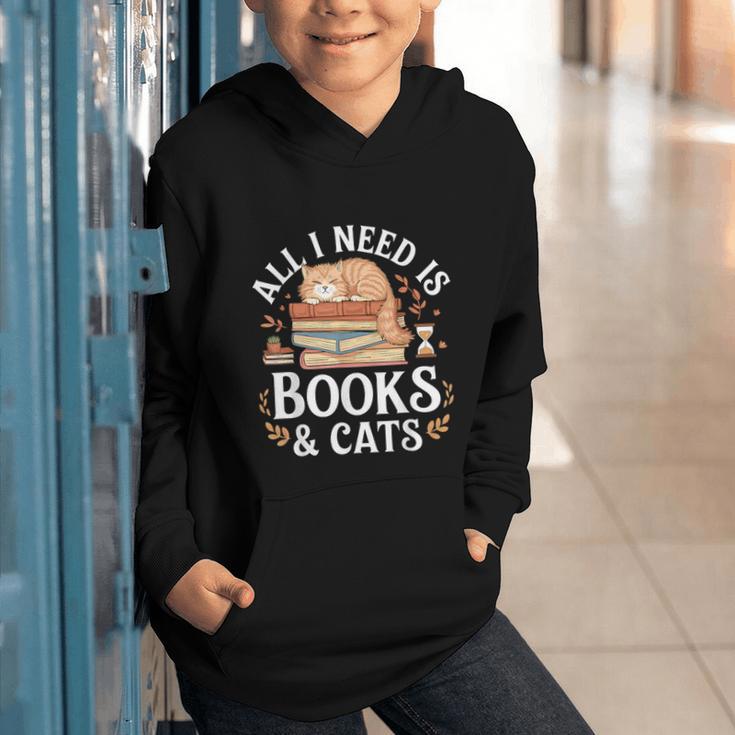 All I Need Is Books And Cats Reading Graphic Youth Hoodie