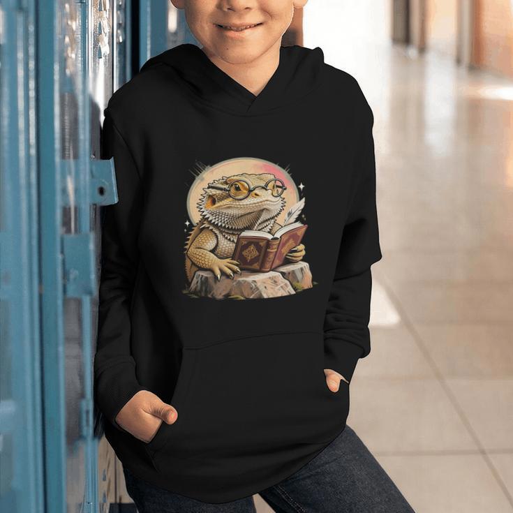 Nerdy Bearded Dragon Glasses Book Reading Graphic Youth Hoodie Nerdy Bearded Dragon Glasses Book Reading Graphic Youth Hoodie