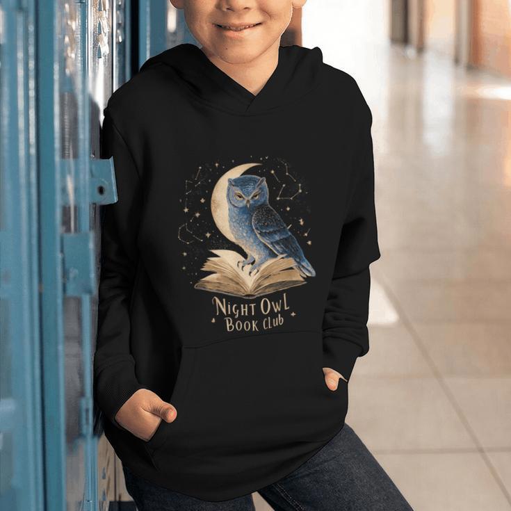 Night Owl Book Club Crescent Moon Late Night Reading Graphic Youth Hoodie Night Owl Book Club Crescent Moon Late Night Reading Graphic Youth Hoodie
