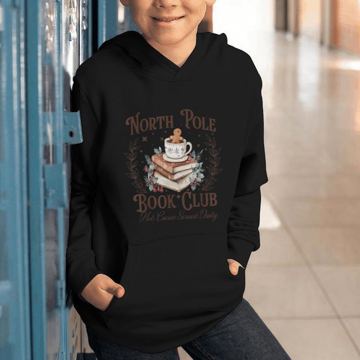 North Pole Book Club Hot Cocoa Served Daily Librarian Xmas Graphic Youth Hoodie