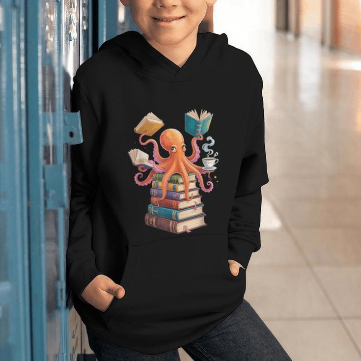 Octopus Book Reading Book Reader Ocean Octopus Graphic Youth Hoodie