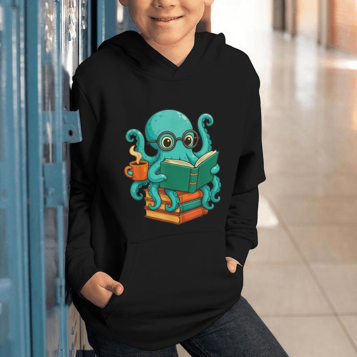 Octopus Reading Book Reading Bookworm Reader Graphic Youth Hoodie