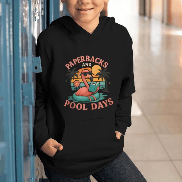 Paperbacks And Pool Days Flamingo Reading Summer Vibes Books Graphic Youth Hoodie Paperbacks And Pool Days Flamingo Reading Summer Vibes Books Graphic Youth Hoodie