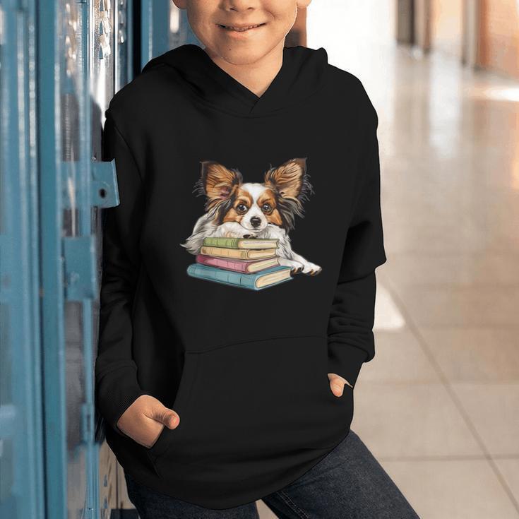 Papillon Books Reading Dog Breed Graphic For Men Women Kids Graphic Youth Hoodie