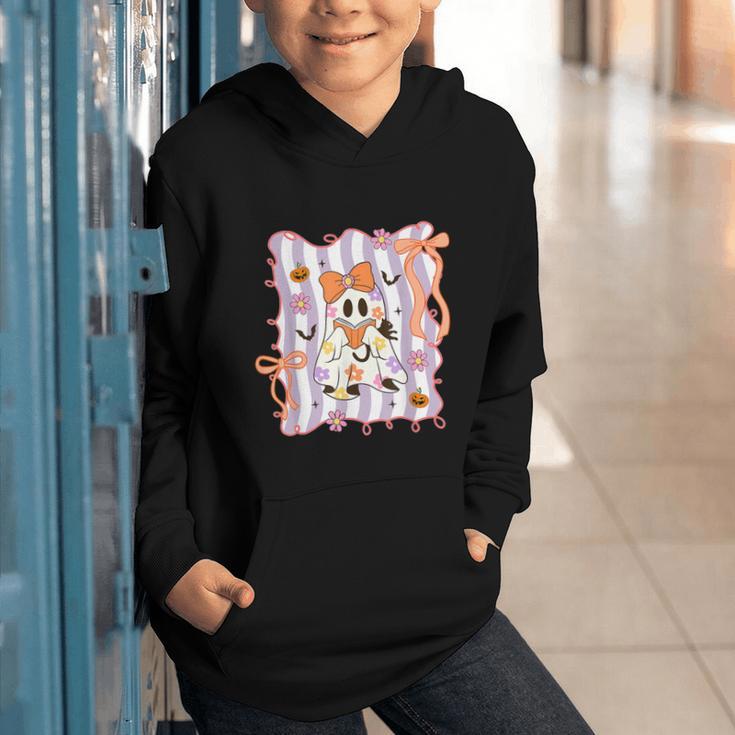 Preppy Coquette Bow Ghost Reading Books Halloween Book Graphic Youth Hoodie Preppy Coquette Bow Ghost Reading Books Halloween Book Graphic Youth Hoodie
